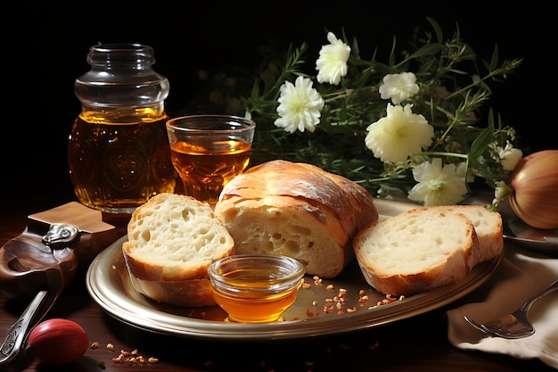 Rosh Hashana miel granada y manzana