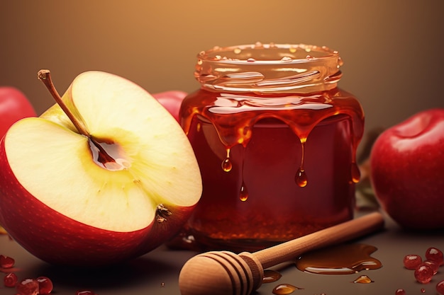 Rosh Hashanah jüdische Neujahrsabend Honig Granatapfel Apfel