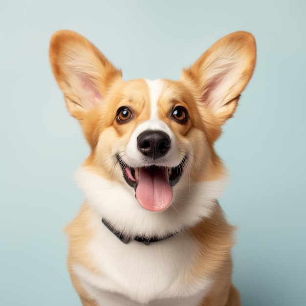 Rosie un adorable Corgi mostrando una expresión curiosa en un blanco limpio