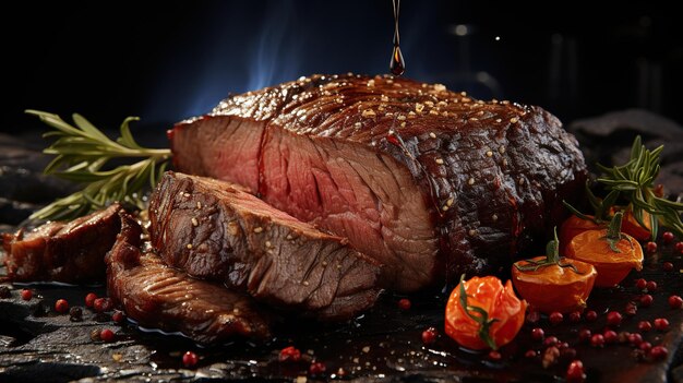 Rosmarin-Salz-Steak saftig Rosmarin-Steak Filet-Steak-Steak-Tenderloin-Punkt-Steak