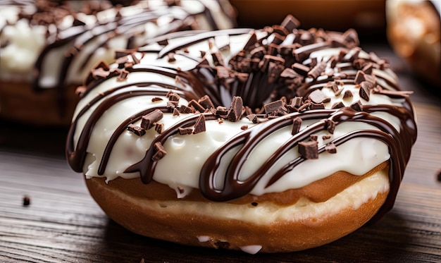 Una rosquilla cubierta de chocolate en un plato