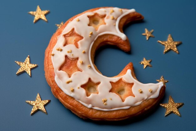 Una rosquilla con una estrella y una luna