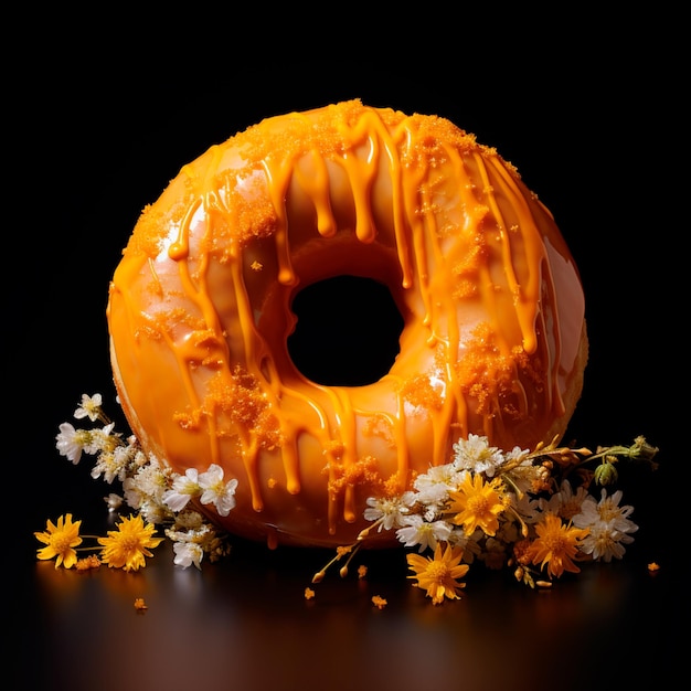 Foto una rosquilla con sabor a naranja con relleno de almendra