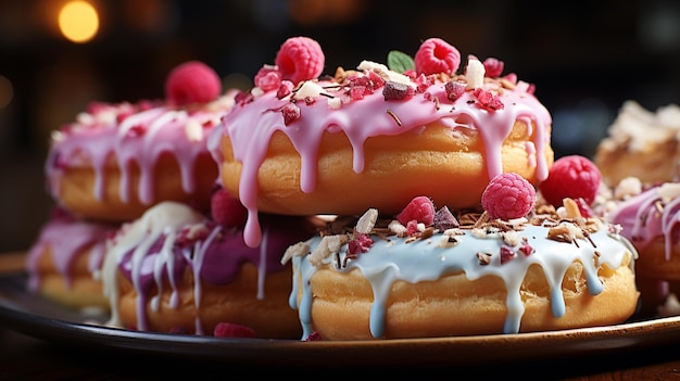 Rosquillas crujientes y cremosas IA generativa