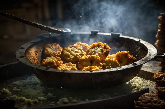 Rosquillas fritas para el desayunoComida callejera IA generativa