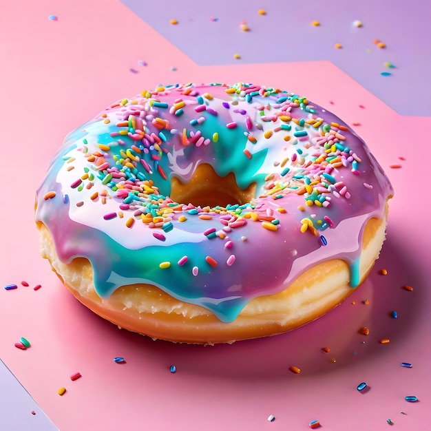 rosquillas con glaseado y salpicaduras de salsa o crema en un fondo claro comida deliciosa y dulce