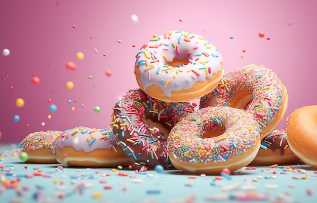 Foto rosquillas sabrosas generativas de ia día nacional de las donas