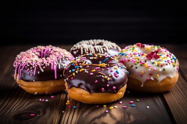 Rosquillas sobre un fondo de madera