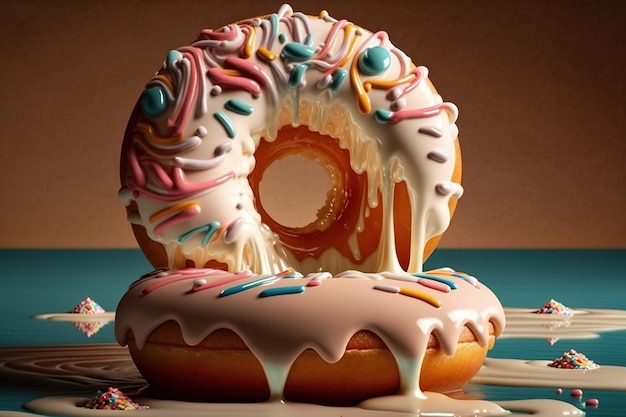 Rosquinha de chocolate ou rosquinha renderização em 3d