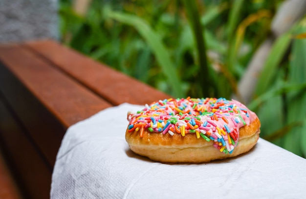 rosquinhas coloridas sortidas, com coberturas variadas de chocolate, nozes, amêndoas, queijo, morangos