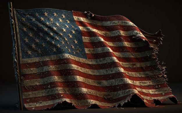Rostige amerikanische Flagge 3D-Rendering USA-Flagge