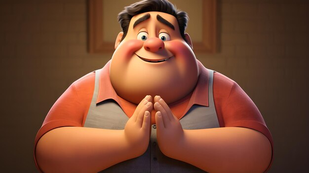 Foto rosto de desenho animado com as mãos unidas em oração