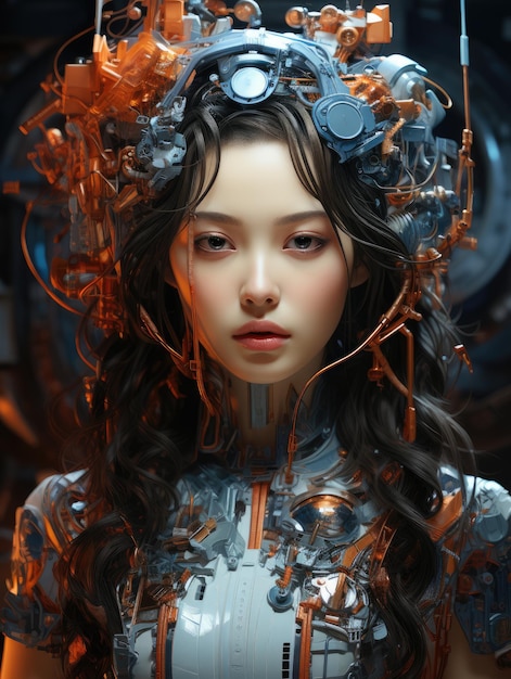 rosto de menina com luz saindo dele no estilo de ficção científica hiperrealista gerada por IA