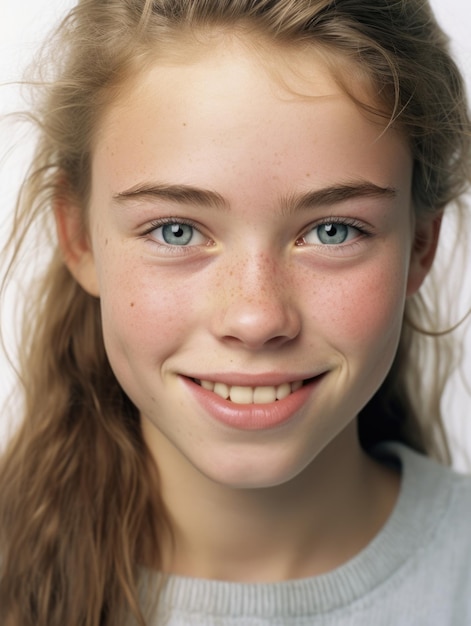 Foto rosto de menina com textura de pele detalhada