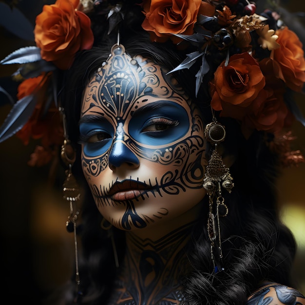 rosto de mulher pintado como catrina dia da morte