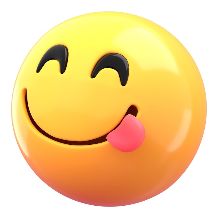 Foto rosto delicioso 3d png emoticon adesivo fundo transparente