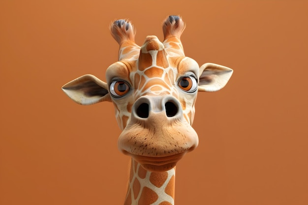 Rosto expressivo de girafas contemplativas Um retrato renderizado em 3D com iluminação cinematográfica