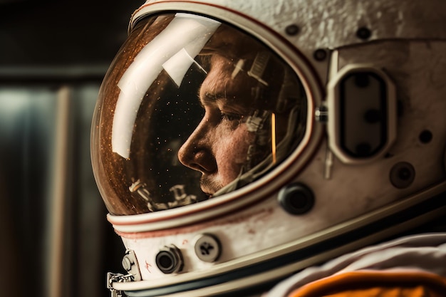 Rosto humano Cosmonauta em traje espacial Bela imagem de ilustração IA generativa