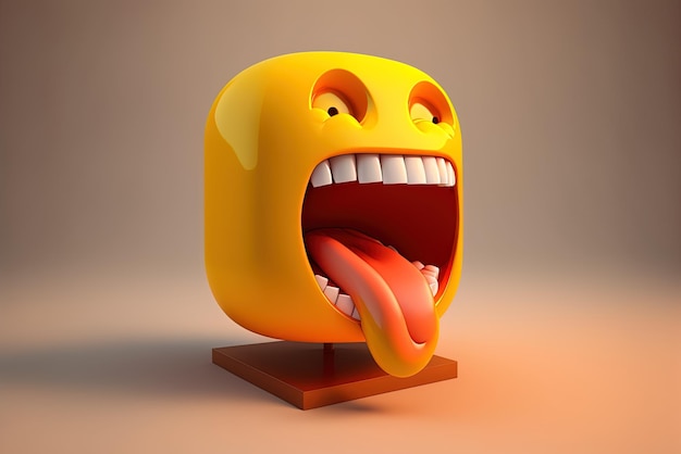 Foto rosto sorridente com a língua para fora e emoji inspirador