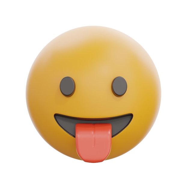 Rosto sorridente em 3D com emoji de língua