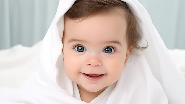 Rosto sorridente Pequeno bebê para sua mãe ter presente no momento de aniversário