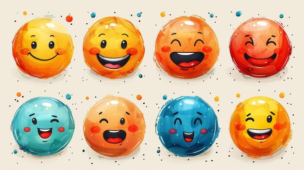 Rostos com sorrisos elementos de design Ilustração moderna conceito de felicidade