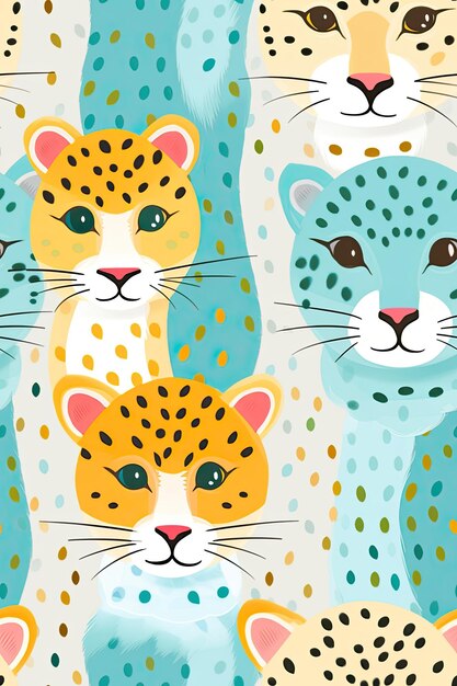 Rostos de leopardo azulejos sem costura
