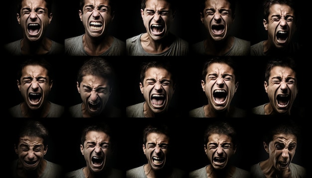 Foto rostos expressivos retratos de emoções intensas em ação