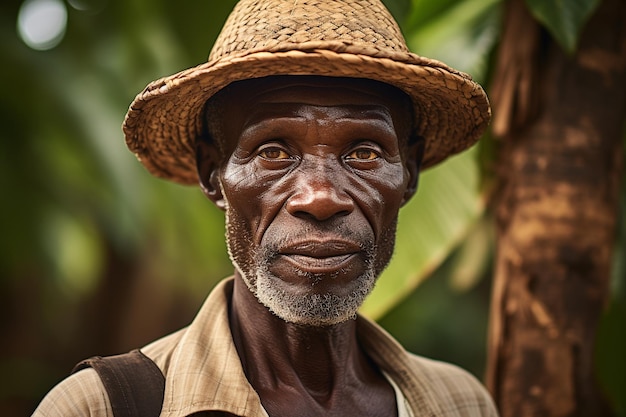 El rostro de un agricultor generativo de una plantación de cacao por Ai