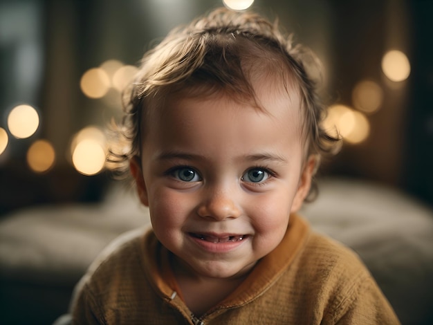 El rostro de un bebé con una mirada de alegría y satisfacción
