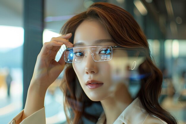 rostro fresco de la hermosa mujer coreana que lleva sm