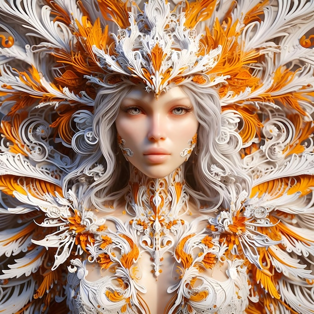 Rostro de una hermosa mujer con máscara de carnaval renderizado 3d