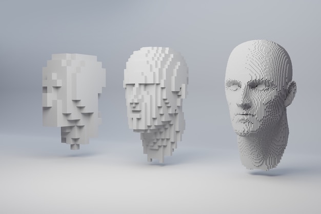 Rostro humano abstracto sobre un fondo gris