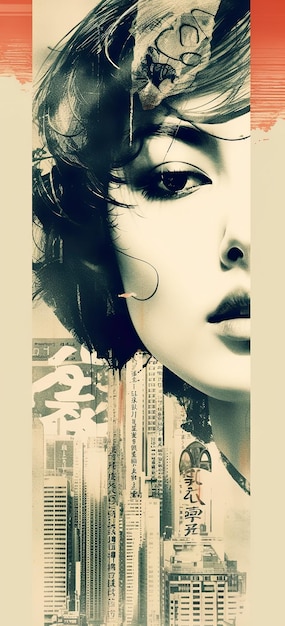 El rostro de una mujer con una ciudad de fondo Imagen generativa de IA Retrato de mujer asiática