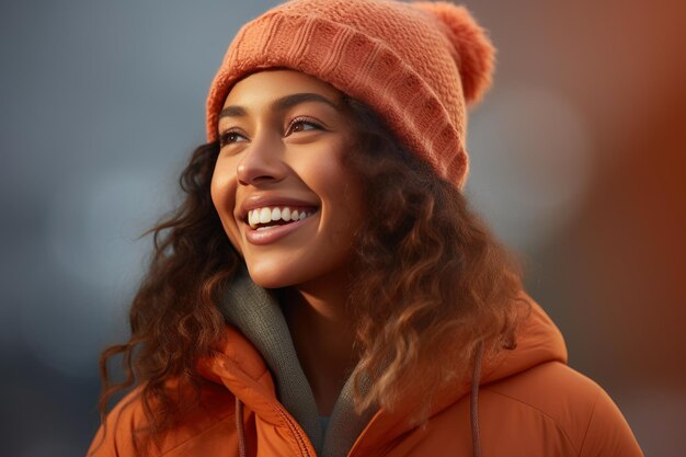 El rostro de una mujer hermosa con un sombrero elegante