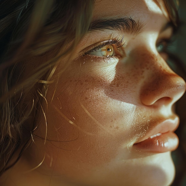 Un rostro de mujer con ojos de profunda emoción retrato ultra realista foto