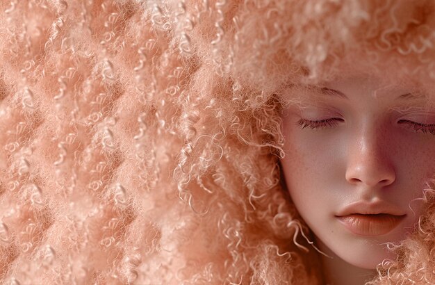 Rostro de niña con cabello exuberante