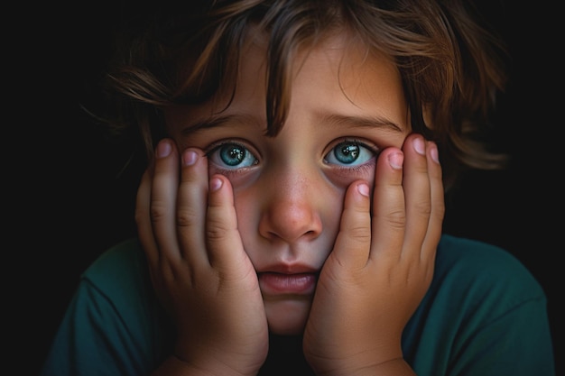 Foto el rostro de un niño con el corazón roto es una súplica por una mayor protección combatir la explotación de los niños