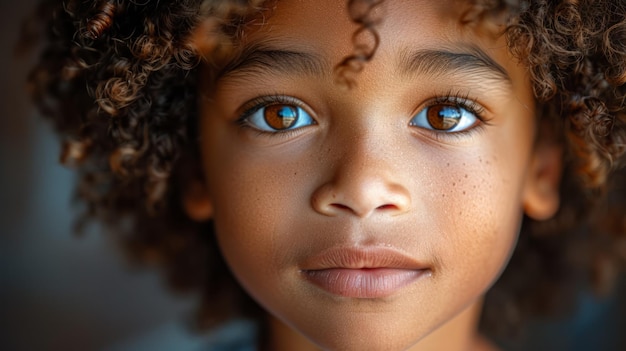 El rostro de los niños con los ojos azules