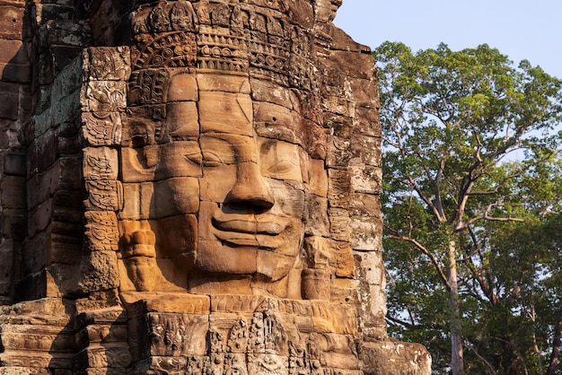 Rostros de Buda en el antiguo templo Bayon ubicado en Angkor Wat Siem Reap Camboya