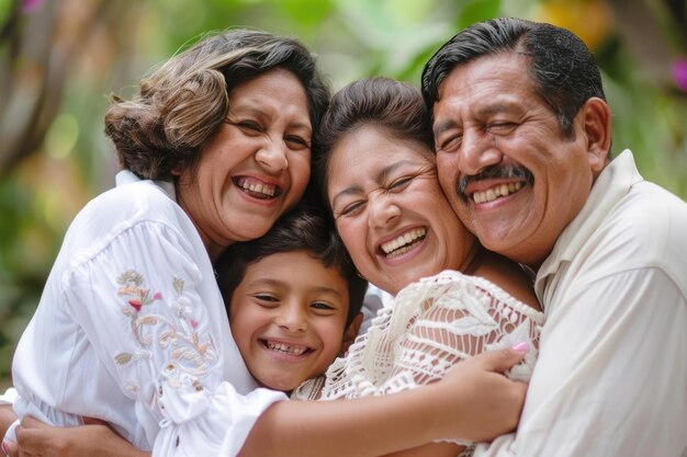 Foto los rostros felices de una familia mexicana