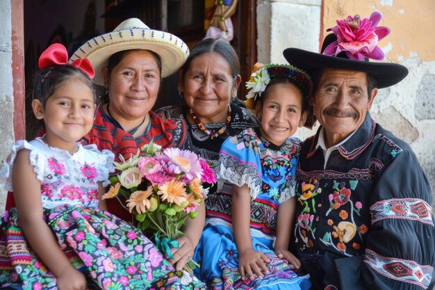 Foto los rostros felices de una familia mexicana