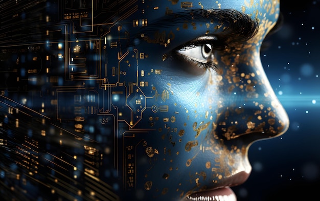 Rostros humanos digitales abstractos Inteligencia artificial