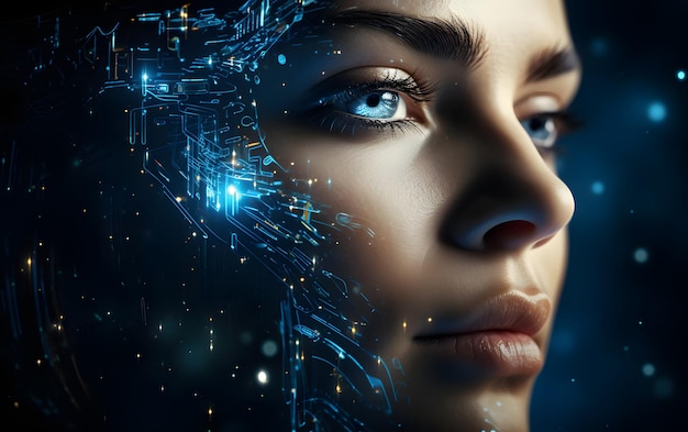 Rostros humanos digitales abstractos Inteligencia artificial