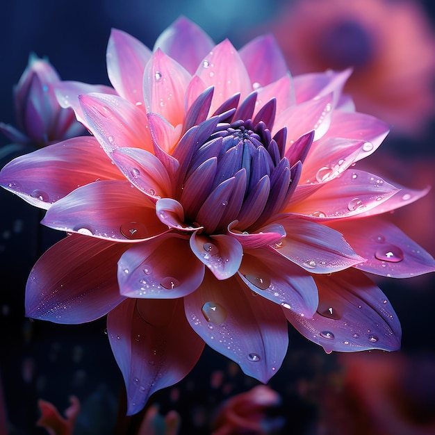 Rosy Dewdrops Flor rosa con gotas de agua IA generativa
