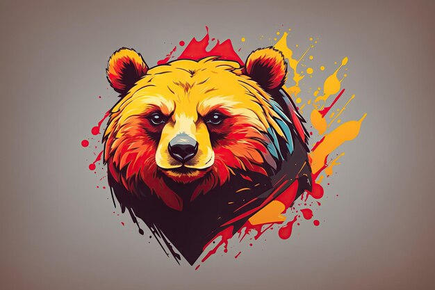 Rot-gelbes, farbenfrohes Logo, minimalistische Logo-Illustration von Bear Ai Generative