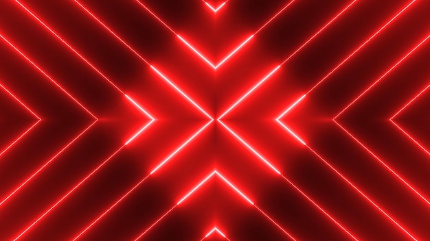 Rot leuchtendes Neonlicht geometrischer abstrakter Hintergrund