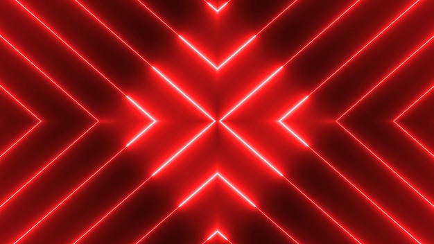 Rot leuchtendes Neonlicht geometrischer abstrakter Hintergrund