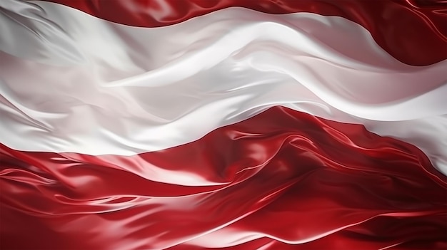 Rot-weißer Hintergrund schwenkte die Nationalflagge Indonesiens und schwenkte Generative Ai