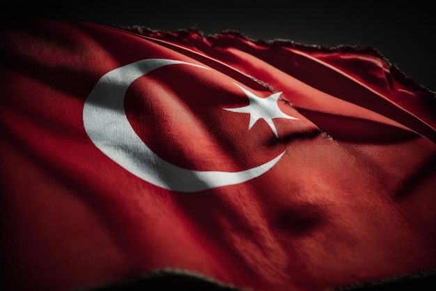 Rot winkende türkische Flagge Illustration AI Generative